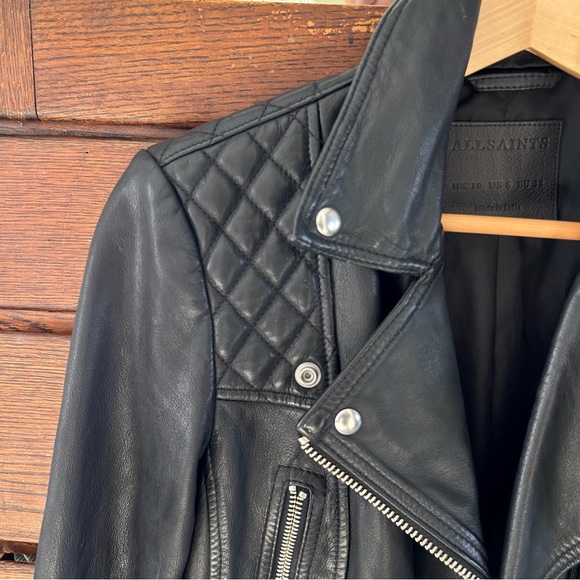 AllSaints Catch Biker Leather Jacket - Picture 5 of 10